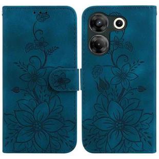 For Tecno Camon 20 Pro 5G Lily Embossed Leather Phone Case(Dark Blue)