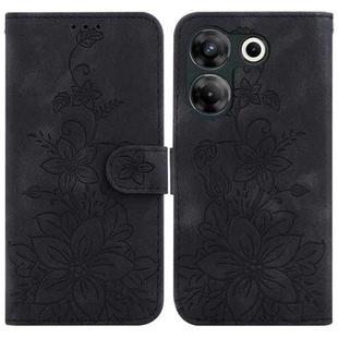 For Tecno Camon 20 Pro 5G Lily Embossed Leather Phone Case(Black)