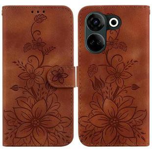For Tecno Camon 20 Pro 4G / Camon 20 Lily Embossed Leather Phone Case(Brown)