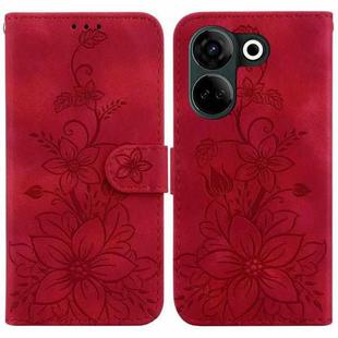 For Tecno Camon 20 Pro 4G / Camon 20 Lily Embossed Leather Phone Case(Red)