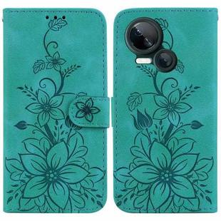 For Tecno Spark 10 5G Lily Embossed Leather Phone Case(Green)