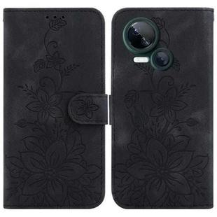 For Tecno Spark 10 5G Lily Embossed Leather Phone Case(Black)