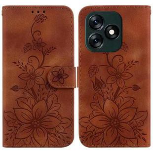 For Tecno Spark 10 4G / Spark 10C Lily Embossed Leather Phone Case(Brown)