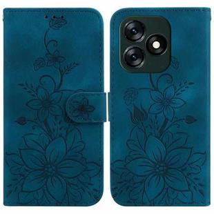 For Tecno Spark 10 4G / Spark 10C Lily Embossed Leather Phone Case(Dark Blue)