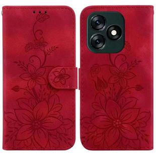 For Tecno Spark 10 4G / Spark 10C Lily Embossed Leather Phone Case(Red)