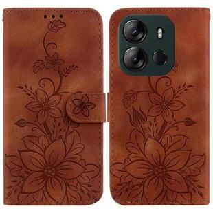 For Tecno Spark Go 2023 / Pop 7 Pro Lily Embossed Leather Phone Case(Brown)