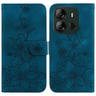 For Tecno Spark Go 2023 / Pop 7 Pro Lily Embossed Leather Phone Case(Dark Blue)