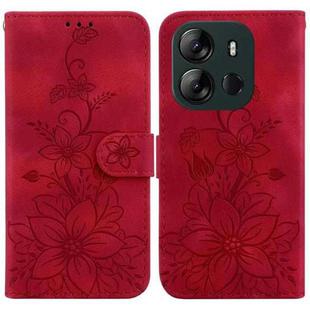 For Tecno Spark Go 2023 / Pop 7 Pro Lily Embossed Leather Phone Case(Red)