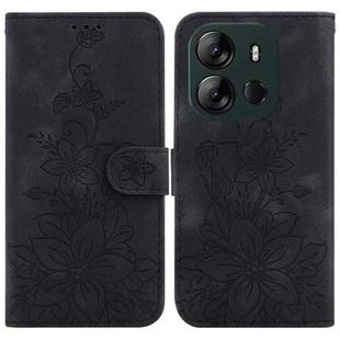 For Tecno Spark Go 2023 / Pop 7 Pro Lily Embossed Leather Phone Case(Black)