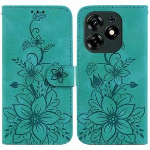 For Tecno Spark 10 Pro Lily Embossed Leather Phone Case(Green)