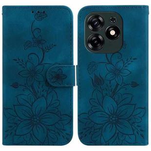 For Tecno Spark 10 Pro Lily Embossed Leather Phone Case(Dark Blue)