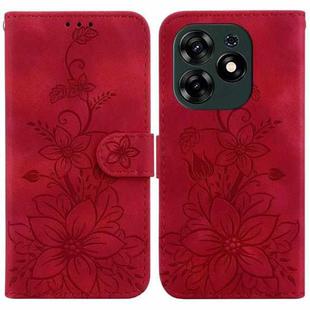 For Tecno Spark 10 Pro Lily Embossed Leather Phone Case(Red)