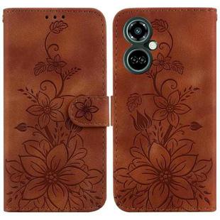For Tecno Camon 19 Pro 5G Lily Embossed Leather Phone Case(Brown)