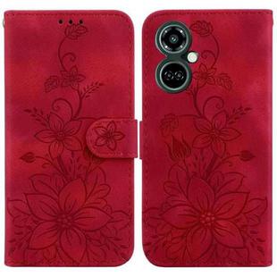 For Tecno Camon 19 Pro 5G Lily Embossed Leather Phone Case(Red)