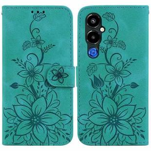 For Tecno Pova 4 Pro Lily Embossed Leather Phone Case(Green)