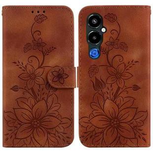 For Tecno Pova 4 Pro Lily Embossed Leather Phone Case(Brown)