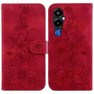 For Tecno Pova 4 Pro Lily Embossed Leather Phone Case(Red)