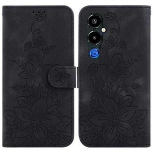 For Tecno Pova 4 Pro Lily Embossed Leather Phone Case(Black)