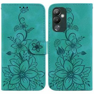 For Tecno Pova 4 Lily Embossed Leather Phone Case(Green)