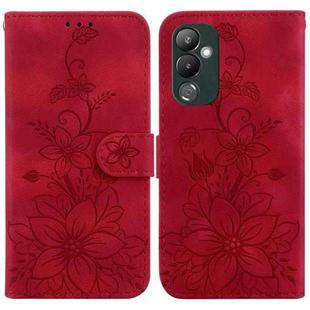For Tecno Pova 4 Lily Embossed Leather Phone Case(Red)