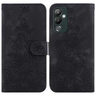 For Tecno Pova 4 Lily Embossed Leather Phone Case(Black)