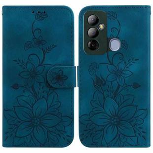 For Tecno Pop 6 Go Lily Embossed Leather Phone Case(Dark Blue)