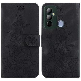 For Tecno Pop 6 Go Lily Embossed Leather Phone Case(Black)