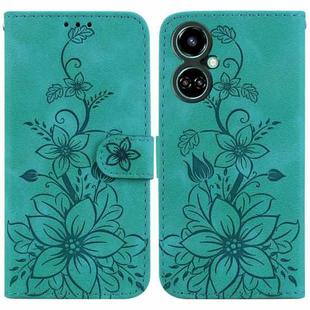 For Tecno Camon 19 Lily Embossed Leather Phone Case(Green)