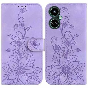 For Tecno Camon 19 Lily Embossed Leather Phone Case(Purple)