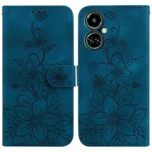 For Tecno Camon 19 Lily Embossed Leather Phone Case(Dark Blue)
