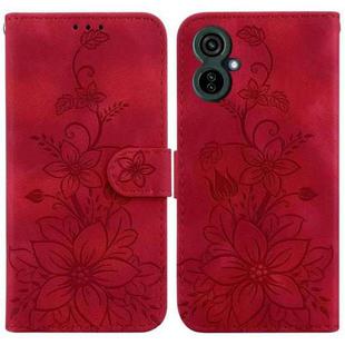 For Tecno Camon 19 Neo Lily Embossed Leather Phone Case(Red)