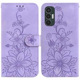 For Tecno Pova 3 / LE7 Lily Embossed Leather Phone Case(Purple)