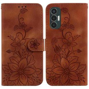 For Tecno Pova 3 / LE7 Lily Embossed Leather Phone Case(Brown)