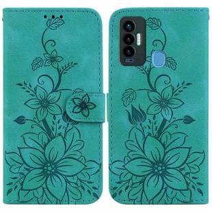 For Tecno Camon 18i Lily Embossed Leather Phone Case(Green)