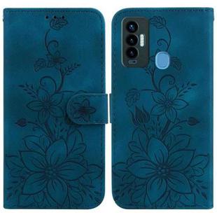 For Tecno Camon 18i Lily Embossed Leather Phone Case(Dark Blue)