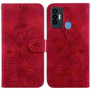 For Tecno Camon 18i Lily Embossed Leather Phone Case(Red)