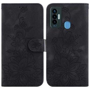For Tecno Camon 18i Lily Embossed Leather Phone Case(Black)
