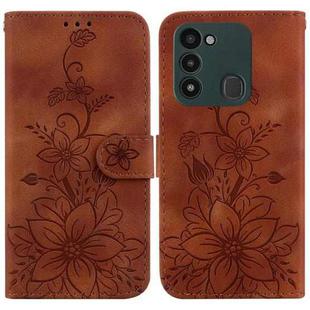 For Tecno Spark Go 2022 / Spark 8C Lily Embossed Leather Phone Case(Brown)