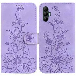 For Tecno Spark 8 Pro Lily Embossed Leather Phone Case(Purple)