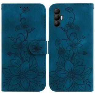 For Tecno Spark 8 Pro Lily Embossed Leather Phone Case(Dark Blue)