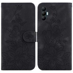 For Tecno Spark 8 Pro Lily Embossed Leather Phone Case(Black)