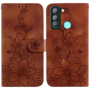 For Tecno Pop 5 LTE / BD4 Lily Embossed Leather Phone Case(Brown)