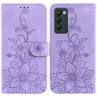 For Tecno Camon 18 / 18 P Lily Embossed Leather Phone Case(Purple)