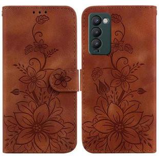 For Tecno Camon 18 / 18 P Lily Embossed Leather Phone Case(Brown)