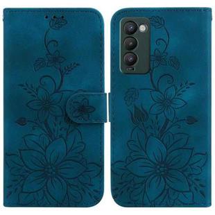 For Tecno Camon 18 / 18 P Lily Embossed Leather Phone Case(Dark Blue)