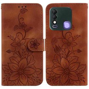For Tecno Spark 8 / 8T Lily Embossed Leather Phone Case(Brown)