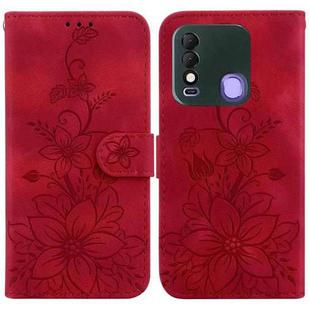 For Tecno Spark 8 / 8T Lily Embossed Leather Phone Case(Red)