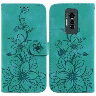 For Tecno Phantom X Lily Embossed Leather Phone Case(Green)