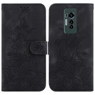 For Tecno Phantom X Lily Embossed Leather Phone Case(Black)
