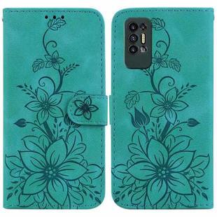 For Tecno Pova 2 Lily Embossed Leather Phone Case(Green)